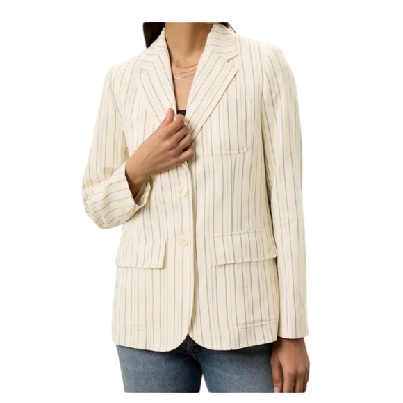 Lauren Ralph Lauren Jackets & Blazers - Lauren Ralph Lauren Cream Linen Pinstripe Blazer Jacket Womens Size 4